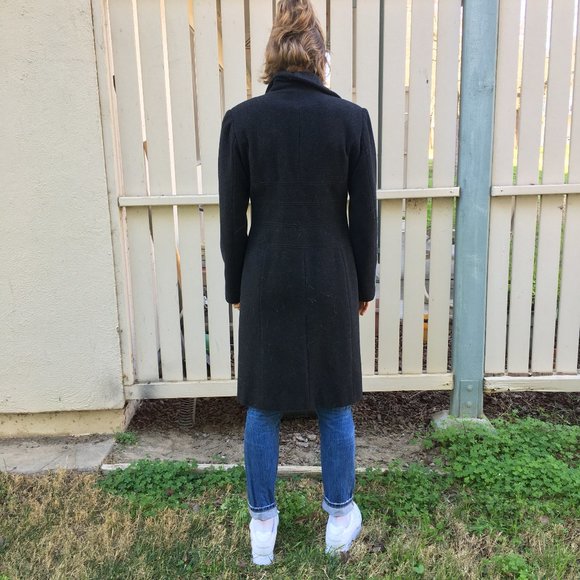 VINTAGE Dark Grey knee-length wool coat - Picture 3 of 3
